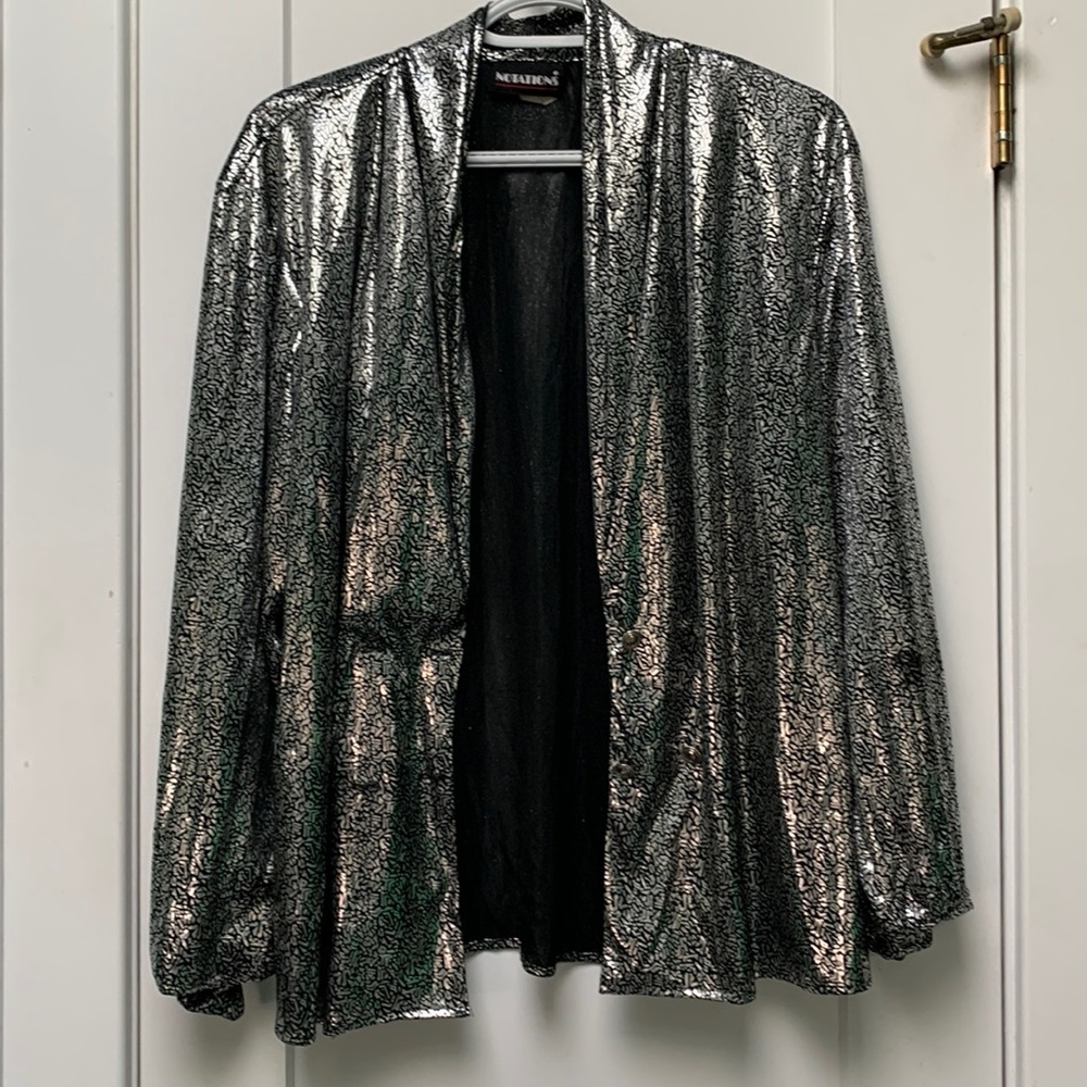 Vintage Silver Shiny Metallic Jacket - image 3
